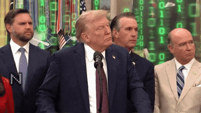 Suit And Tie Man With Microphone N Sign GIF