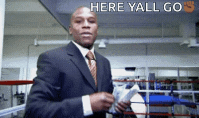Suited Man Boxing Ring Money Here Yall Go GIF