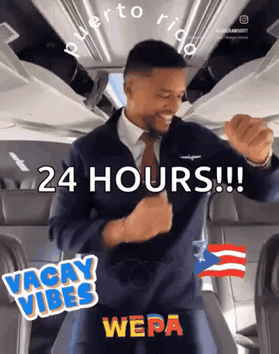Suited Man Dancing Plane 24H Vacay Vibes Wepa GIF