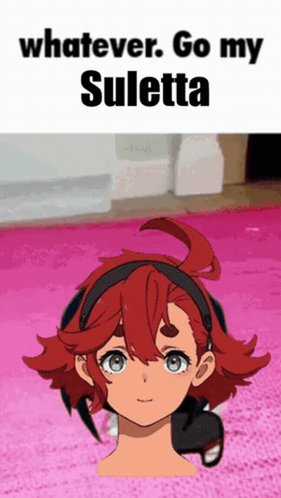 Suletta Text On Pink Background GIF