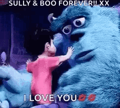 Sulley And Boo Hugging Saying I Love You GIF