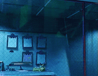 Sulley From Monsters Inc Covering Eyes In Dark Room GIF