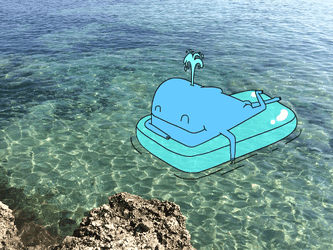 Summer August Blue Whale Relaxing Under The Sun GIF
