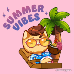 Summer Time Summer Vibes Cartoon Cat  GIF