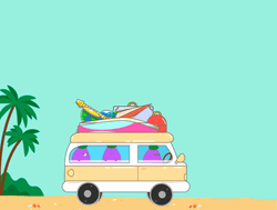 Summer Vacation Truck Cartoon