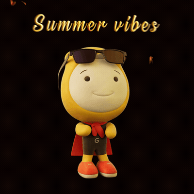 Summer Vibes Cartoon Character With Sunglasses And Cape GIF