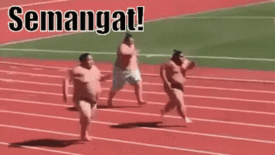 Sumo Wrestlers Running With Semangat GIF