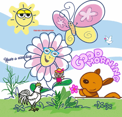 Sun Flower Butterfly Bunny Have A Good Day Love GIF