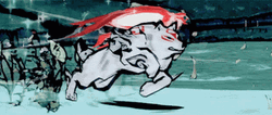 Sun Goddess White Wolf Okami Amaterasu Running  GIF