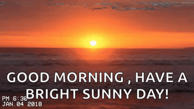 Sun Setting Over Ocean Saying Good Morning GIF