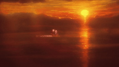 Sun Setting Over Water With Boat GIF