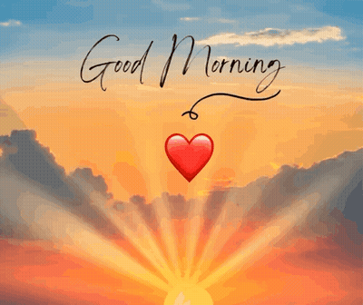 Sun Shining Through Clouds With Red Heart GIF
