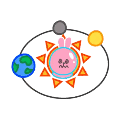 Sun Surrounded By Planets And Bunny Sticker