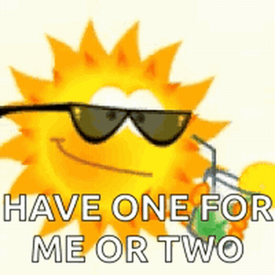 Sun Wearing Sunglasses Holding Drink GIF