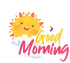 Sun With Face Saying Good Morning Sticker