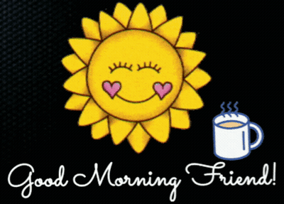 Sun With Hearts Saying Good Morning Friend GIF