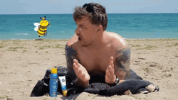 Sunbathing Man Bee Sting GIF
