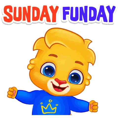 Sunday Funday Cartoon Character Sticker