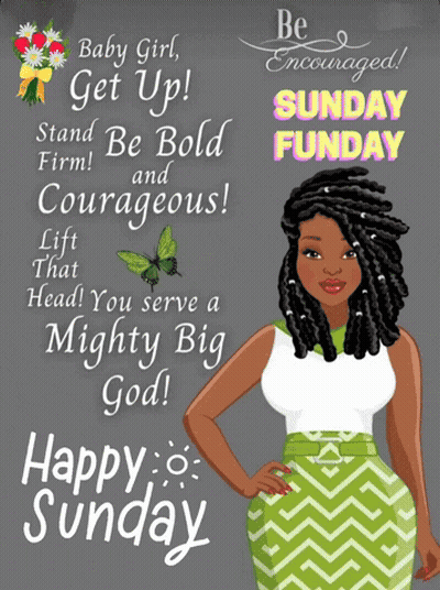 Sunday Funday Greeting Card Woman In Green Dress GIF