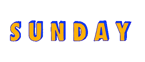 Sunday Word In Blue And Yellow Sticker