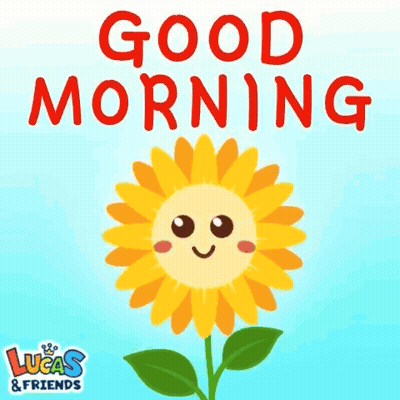 Sunflower With Face Saying Good Morning GIF