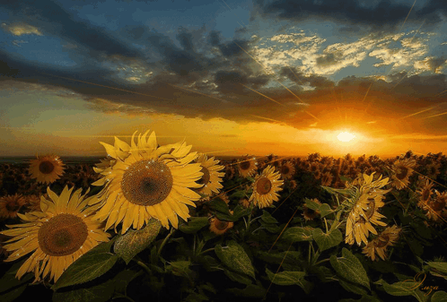 Sunflowers At Sunset GIF