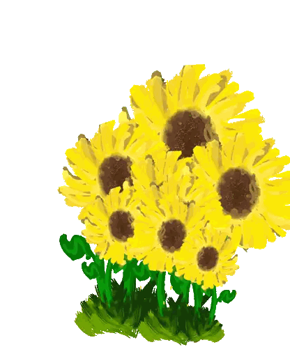 Sunflowers Growing In Grass Sticker