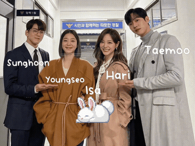 Sunghoon Youngseo Hari And Taemoo Posing For Picture GIF