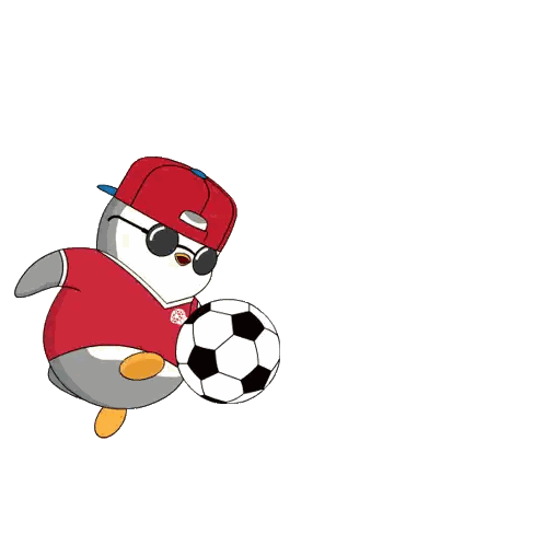 Sunglasses And Red Hat Penguin Kicking Soccer Ball Sticker