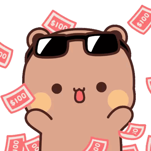 Sunglasses Bear Surrounded By Money Sticker