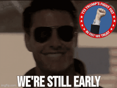 Sunglasses Man We're Still Early Fist In Air GIF