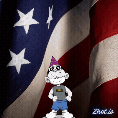 Sunglasses Party Hat Character With American Flag Zhot.io GIF