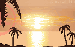 Sunrise Art Pixel Tropical
