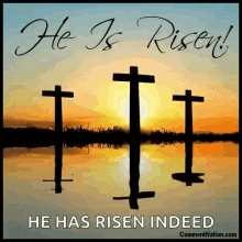 Sunrise Water Reflection Cross He Has Risen GIF