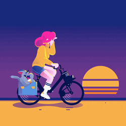 Sunset Bicycling Red Hair GIF