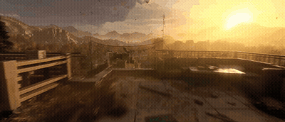 Sunset Over Balcony With Mountains GIF