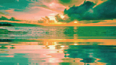 Sunset Over Ocean Painting With Reflection GIF