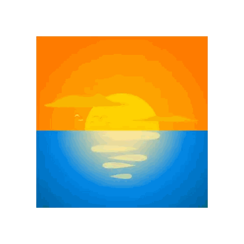 Sunset Over Ocean With Flying Birds Sticker