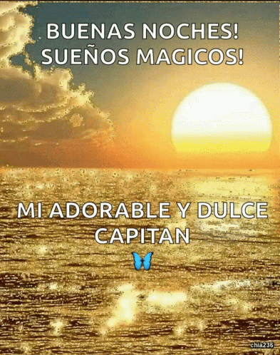 Sunset Over Ocean With Words Buenas Noches Sueños Magicos GIF