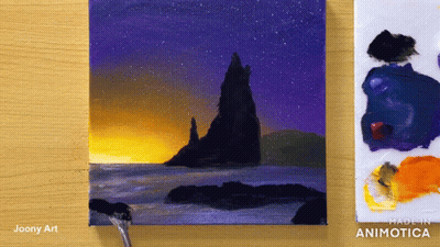 Sunset Painting By Joony Art On Table GIF