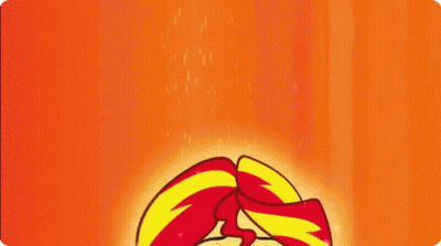 Sunset Shimmer Smiling Eyes Closed Against Orange Background GIF