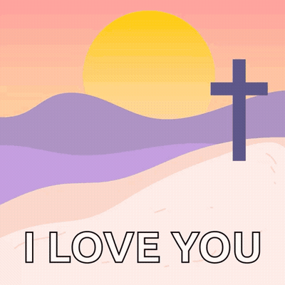 Sunset With Cross Saying I Love You GIF