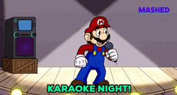 Super Mario Dancing Karaoke Night GIF