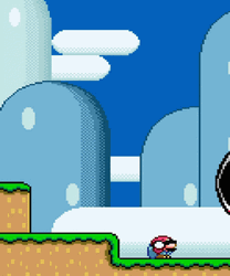 Super Mario Ducking To Avoid Banzai Bill