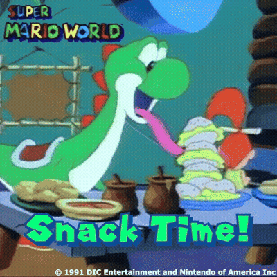Super Mario World Snack Time Yoshi Eating Sandwiches GIF
