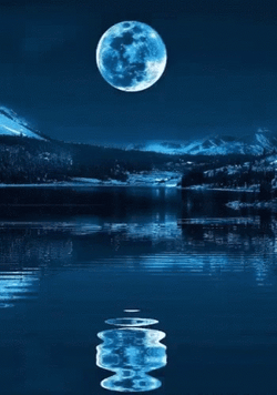 Super Moon Painting The Mountains Blue GIF