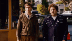Superbad Jonah Hill And Michael Cera Standing GIF