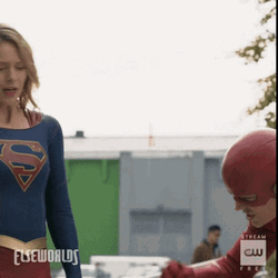Supergirl Fist Bump With The Flash GIF