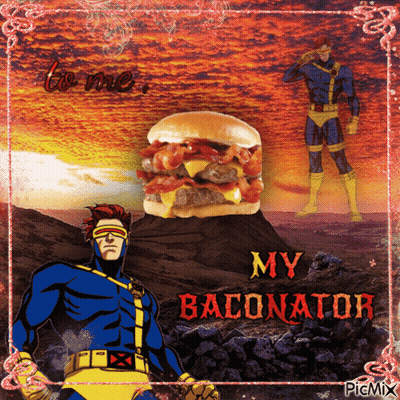 Superhero And Baconator Hamburger GIF