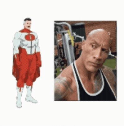 Superhero Cartoon And Dwayne The Rock GIF